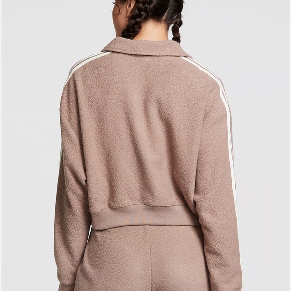 PINK Reverse Fleece Cropped Polo Sweatshirt NWT - Picture 4 of 5